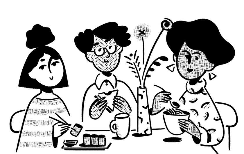 Illustration of the WebMints founding team collaborating